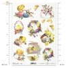wiosna, Wielkanoc, motywy wiosenne, motywy wielkanocne, retro, vintage, wieś, pisklęta, pisklaki, kurczaki, jajka, pisanki, fiołki, bazie, dzwonki, koszyki wielkanocne
